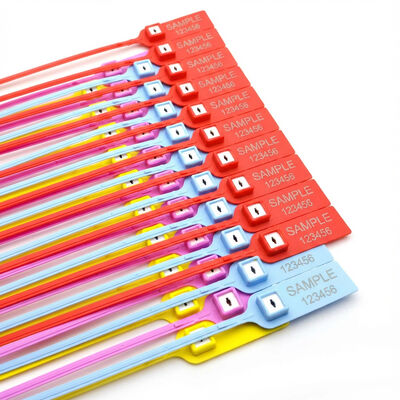 검은색 380mm 당겨 단단한 바코드 안전 평면 번호 플라스틱 봉지 태그 은행