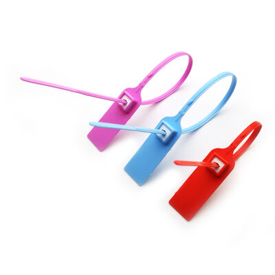 검은색 380mm 당겨 단단한 바코드 안전 평면 번호 플라스틱 봉지 태그 은행